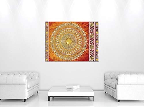 ForWall Bilder Canvas Golden Mandala in Rot - O6 (80cm. x 60cm.) Leinwandbilder Wandbild AMFPP10119O6