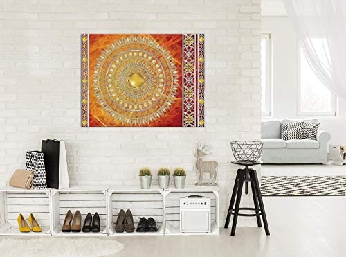 ForWall Bilder Canvas Golden Mandala in Rot - O6 (80cm. x 60cm.) Leinwandbilder Wandbild AMFPP10119O6