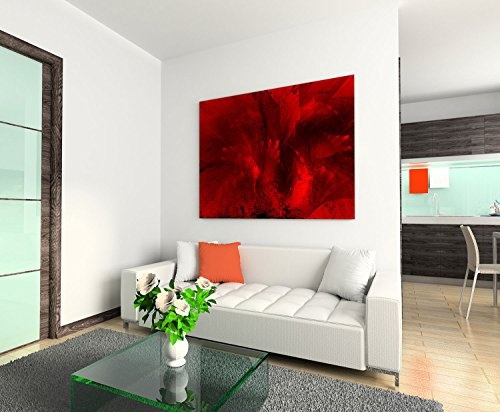 Brennende Leidenschaft - Abstrakt326_100x70cm Bild auf Leinwand Abstraktes Motiv knallig rot schwarz einteiliges Dekobild Kunstdruck auf Keilrahmen
