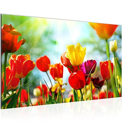 Bilder Blumen Tulpen Wandbild 70 x 40 cm Vlies - Leinwand...