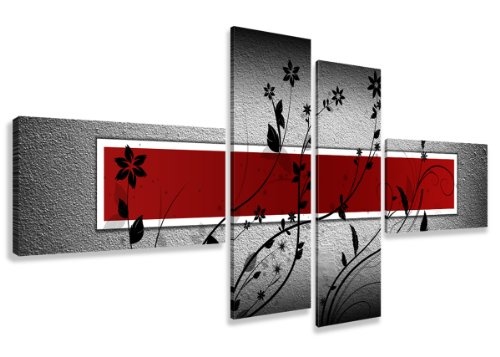 Visario Leinwandbilder 6535 Bild auf Leinwand, 160 cm fertig gerahmte Bilder, 4 Teile, rot