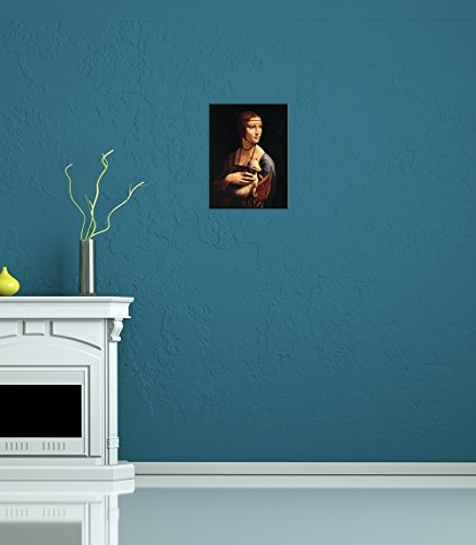 Wandbild Leonardo da Vinci Die Dame mit dem Hermelin - 30x40cm hochkant - Alte Meister Berühmte Gemälde Leinwandbild Kunstdruck Bild auf Leinwand