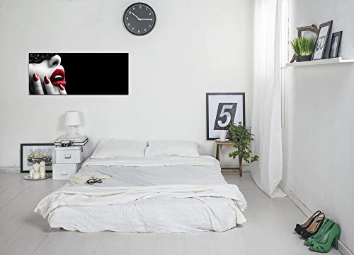 Paul Sinus Art GmbH Frau mit roten Lippen 120x 50cm Panorama Leinwand Bild XXL Format Wandbilder Wohnzimmer Wohnung Deko Kunstdrucke