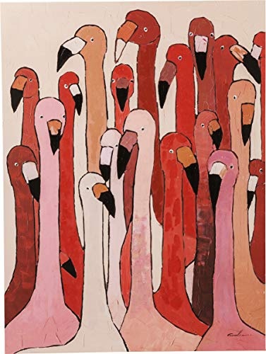 Kare Design Bild Touched Flamingo Meeting, XXL Leinwandbilder auf Keilrahmen, Wanddekoration mit Flamingo, rot, rosa, (H/B/T) 120x90x4cm