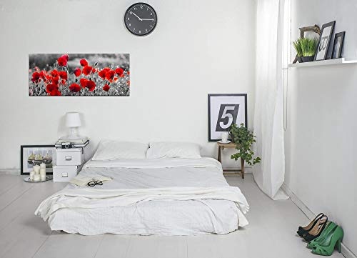 Paul Sinus Art GmbH Rote Mohnblumen im Feld 120x 50cm Panorama Leinwand Bild XXL Format Wandbilder Wohnzimmer Wohnung Deko Kunstdrucke