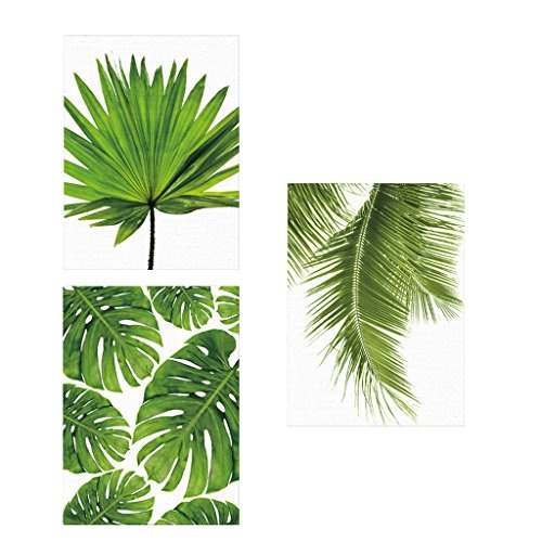 Sharplace 3 Stück Wandbilder Kunstdruck Leinwand Bilder Set -Grüne Blätter