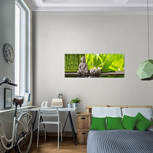 Bilder Feng-Shui Wandbild Vlies - Leinwand Bild XXL Format Wandbilder Wohnzimmer Wohnung Deko Kunstdrucke Grün 1 Teilig - MADE IN GERMANY - Fertig zum Aufhängen 010112a
