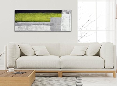 Lime Grün Grau Gemälde Schlafzimmer Leinwand Bilder Zubehör – Abstrakt 1424–120 cm Print Wallfillers