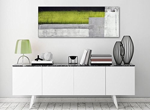 Lime Grün Grau Gemälde Schlafzimmer Leinwand Bilder Zubehör – Abstrakt 1424–120 cm Print Wallfillers