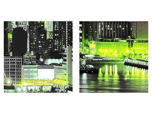 Bilder New York City Wandbild 150 x 75 cm Vlies - Leinwand Bild XXL Format Wandbilder Wohnzimmer Wohnung Deko Kunstdrucke Grün 5 Teilig - MADE IN GERMANY - Fertig zum Aufhängen 605253a