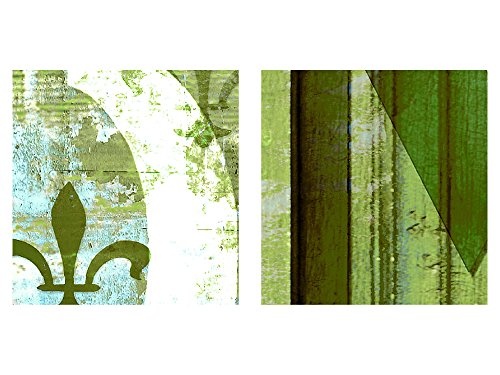 Runa Art Bilder Home Haus Wandbild 200 x 100 cm Vlies - Leinwand Bild XXL Format Wandbilder Wohnzimmer Wohnung Deko Kunstdrucke Grün 5 Teilig - Made in Germany - Fertig Zum Aufhängen 502851c