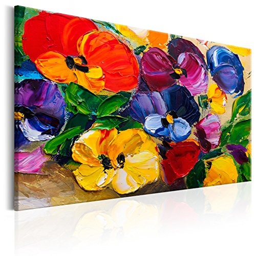 murando - Bilder Blumen 120x80 cm Vlies Leinwandbild 1 TLG Kunstdruck modern Wandbilder XXL Wanddekoration Design Wand Bild - wie gemalt rot gelb blau violett grün Natur b-B-0226-b-a