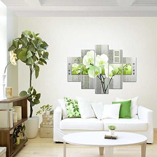Bild 150 x 100 cm - blumen Bilder- Vlies Leinwand - Deko für Wohnzimmer -Wandbild - XXL 5 Teilig Teile - leichtes Aufhängen- 800753b