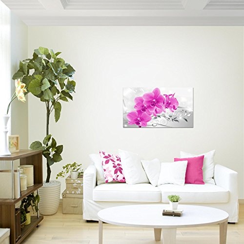 Bild Blumen Orchidee Wandbild Vlies - Leinwand Bilder XXL Format Wandbilder Wohnzimmer Wohnung Deko Kunstdrucke 70 x 40 cm Pink 1 Teilig - MADE IN GERMANY - Fertig zum Aufhängen 210714c