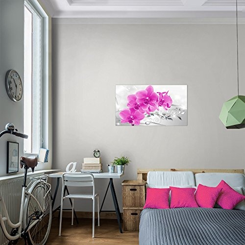 Bild Blumen Orchidee Wandbild Vlies - Leinwand Bilder XXL Format Wandbilder Wohnzimmer Wohnung Deko Kunstdrucke 70 x 40 cm Pink 1 Teilig - MADE IN GERMANY - Fertig zum Aufhängen 210714c