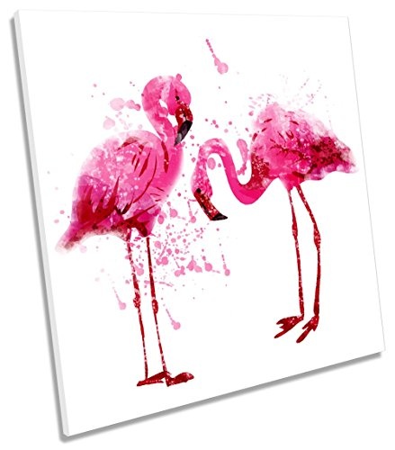 Canvas Geeks Leinwandbild, quadratisch, Flamingos, Pink,...