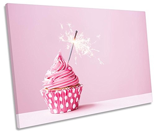 Canvas Geeks Leinwandbild, Motiv Cupcake, Glitzernd, Pink, Rose, 60cm Wide x 40cm high