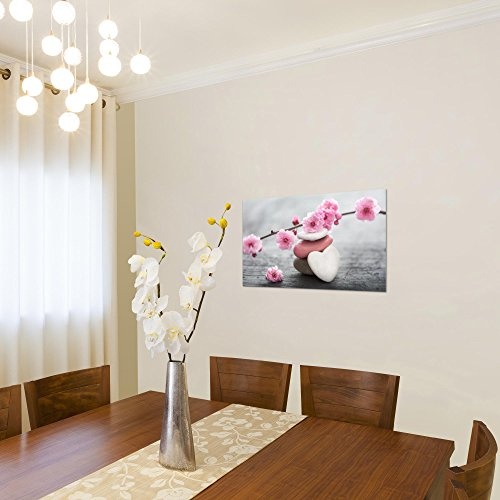 Bilder Feng Shui Blumen Wandbild 70 x 40 cm Vlies - Leinwand Bild XXL Format Wandbilder Wohnzimmer Wohnung Deko Kunstdrucke Pink 1 Teilig - Made IN Germany - Fertig zum Aufhängen 500114a