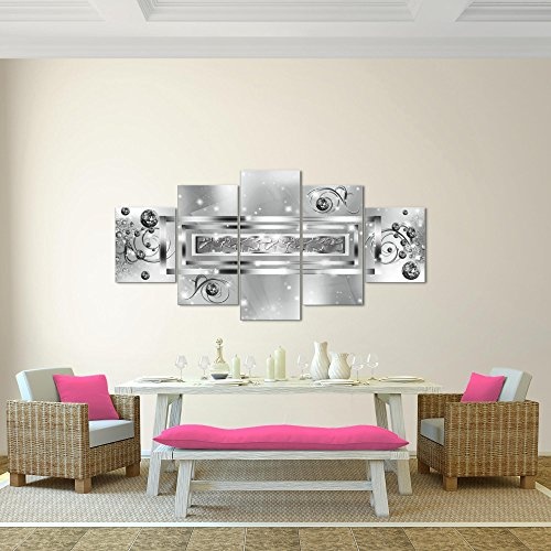 Bilder abstrakt Wandbild 200 x 100 cm Vlies - Leinwand Bild XXL Format Wandbilder Wohnzimmer Wohnung Deko Kunstdrucke Pink 5 Teilig - Made IN Germany - Fertig zum Aufhängen 103851c