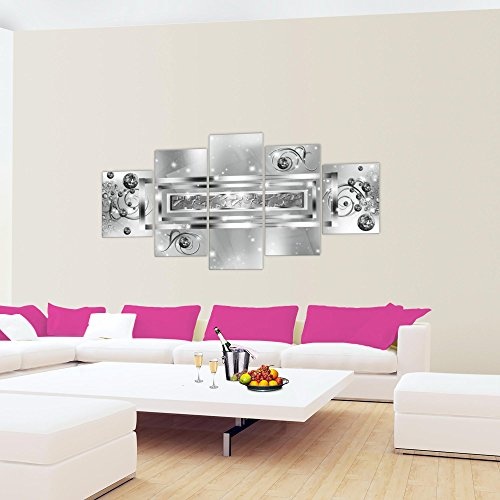 Bilder abstrakt Wandbild 200 x 100 cm Vlies - Leinwand Bild XXL Format Wandbilder Wohnzimmer Wohnung Deko Kunstdrucke Pink 5 Teilig - Made IN Germany - Fertig zum Aufhängen 103851c