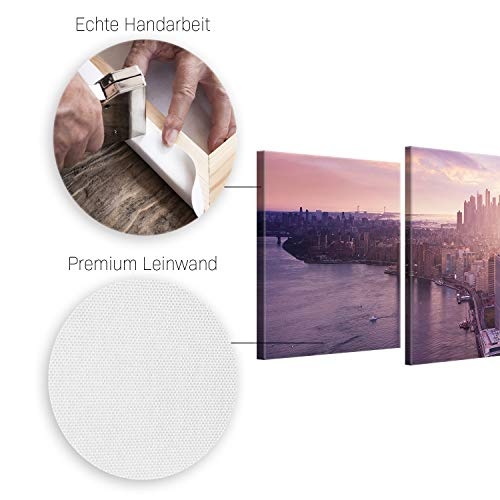 ge Bildet® hochwertiges Leinwandbild XXL XXL - Sonnenuntergang über Manhattan - New York City - 200 x 80 cm mehrteilig (5 teilig) 2211 G