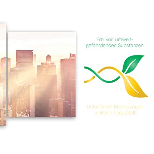ge Bildet® hochwertiges Leinwandbild XXL XXL - Sonnenuntergang über Manhattan - New York City - 200 x 80 cm mehrteilig (5 teilig) 2211 G