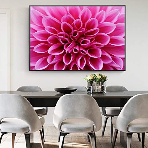 Pink Dahlia Flowers Leinwandbilder Realistische Dahlia pinnata Cav Wandposter und Drucke Großes Blumenbild Home 50 * 70cm