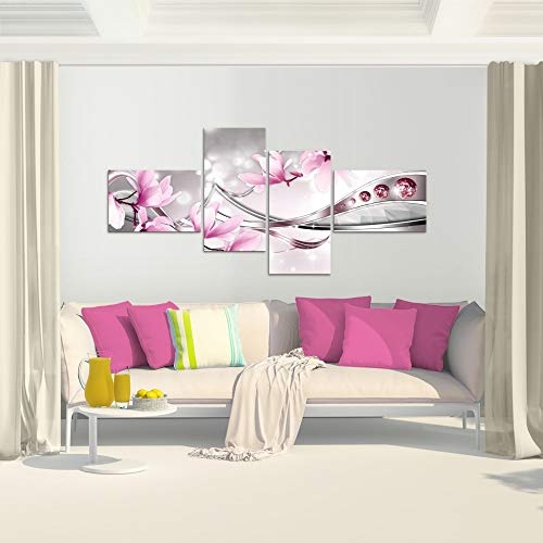 Bild 200 x 100 cm - blume Bilder- Vlies Leinwand - Deko für Wohnzimmer -Wandbild - XXL 4 Teilig Teile - leichtes Aufhängen- 800941a