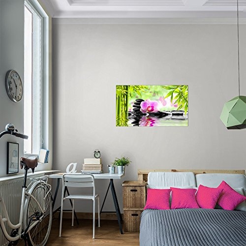 Runa Art Bild Orchidee Feng Shui Wandbild Vlies - Leinwand Bilder XXL Format Wandbilder Wohnzimmer Wohnung Deko Kunstdrucke Pink 1 Teilig - Made IN Germany - Fertig zum Aufhängen 502014a