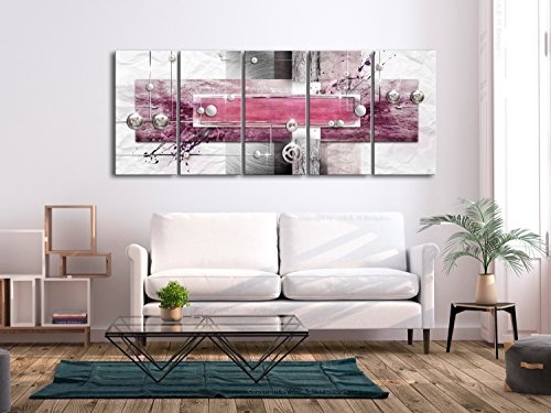 murando - Bilder Abstrakt 200x80 cm Vlies Leinwandbild 5 TLG Kunstdruck modern Wandbilder XXL Wanddekoration Design Wand Bild - grau beige weiß rosa pink a-A-0343-b-n