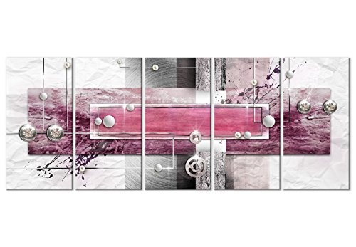murando - Bilder Abstrakt 200x80 cm Vlies Leinwandbild 5 TLG Kunstdruck modern Wandbilder XXL Wanddekoration Design Wand Bild - grau beige weiß rosa pink a-A-0343-b-n