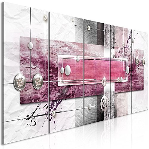 murando - Bilder Abstrakt 200x80 cm Vlies Leinwandbild 5 TLG Kunstdruck modern Wandbilder XXL Wanddekoration Design Wand Bild - grau beige weiß rosa pink a-A-0343-b-n