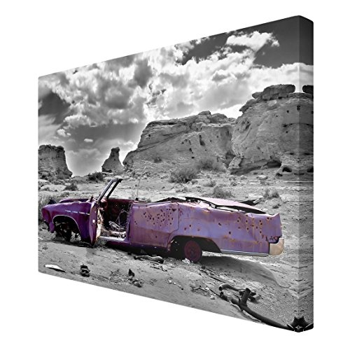 Bilderwelten Leinwandbild Schwarz-Weiß - Pink Cadillac - Quer 2:3, 120cm x 180cm