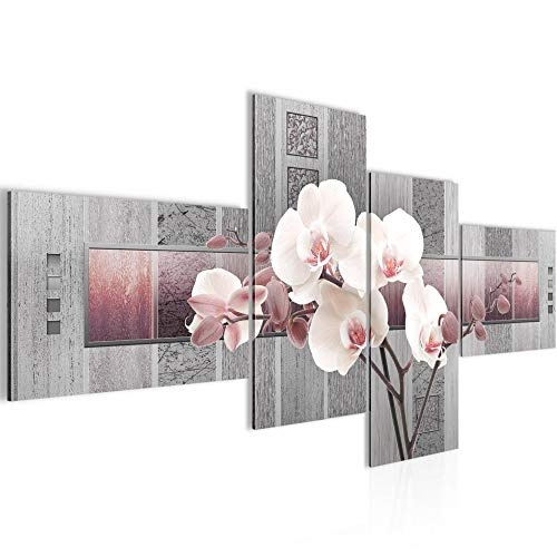 Bilder Blumen Orchidee Wandbild 100 x 50 cm Vlies - Leinwand Bild XXL Format Wandbilder Wohnzimmer Wohnung Deko Kunstdrucke Pink 4 Teilig - Made IN Germany - Fertig zum Aufhängen 204642c