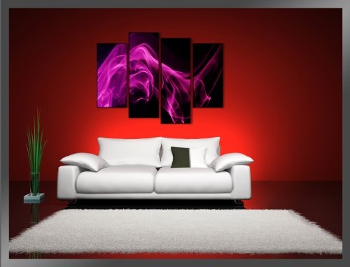 Visario Leinwandbilder 6142 Bild auf Leinwand Pink Lila, 130 x 80 cm, 4 Teile
