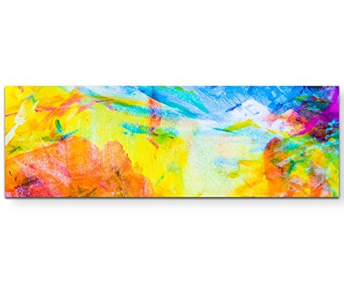 Paul Sinus Art Leinwandbilder | Bilder Leinwand 120x40cm Abstraktes Farbenfrohes Aquarell