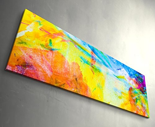 Paul Sinus Art Leinwandbilder | Bilder Leinwand 120x40cm Abstraktes Farbenfrohes Aquarell