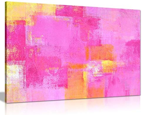 Leinwandbild, abstrakt, Pink/Gelb, gelb, 91x61cm (36x24in)