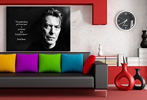 David Bowie Leinwandbild LaraArt Bilder Schwarz-Weiß m73 Wandbild 80 x 60 cm