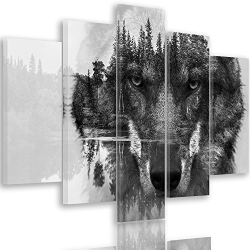 Feeby. Wolf Mehrteilige Leinwandbilder 5 Panel Typ A,...