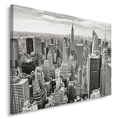 Feeby, Wandbild - 1 Teilig - 80x120 cm, Leinwand Bild Leinwandbilder Bilder Wandbilder Kunstdruck, New York, Architektur, SCHWARZ-WEIß