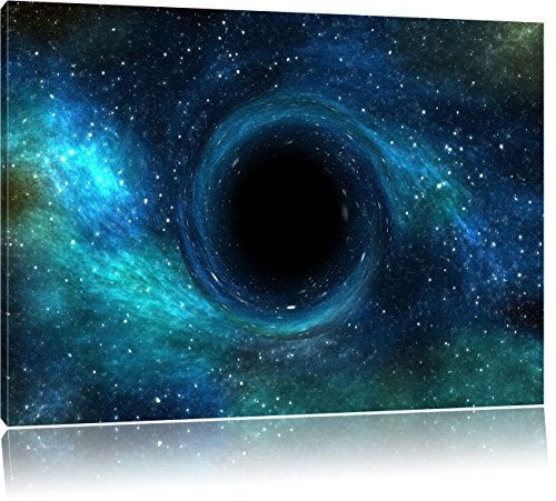 Schwarzes Loch im Weltall, Format: 120x80 auf Leinwand, XXL riesige Bilder fertig gerahmt mit Keilrahmen, Kunstdruck auf Wandbild mit Rahmen, günstiger als Gemälde oder Ölbild, kein Poster oder Plakat