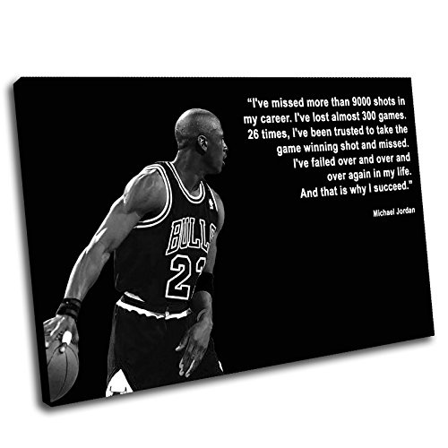 Canvas Culture – Michael Jordan Gerahmter Kunstdruck auf Leinwand Bild 1, schwarz, 75 x 50 cm