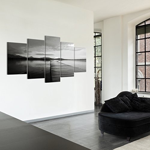 decomonkey Bilder Landschaft 200x100 cm XXL 5 Teilig Leinwandbilder Bild auf Leinwand Vlies Wandbild Kunstdruck Wanddeko Wand Wohnzimmer Wanddekoration Deko Sonnenuntergang Natur