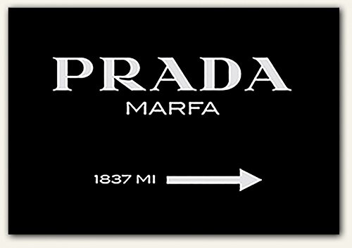 Modeschild Wegweiser zum konsumkritischen Marfa Kunstwerk in Texas - Leinwandbild - Bild auf Leinwand diverse Größen Leinwandbild XXL,schwarz, fertig gerahmter Kunstdruck zum Aufhängen bereit (120x80cm) (80x60cm)