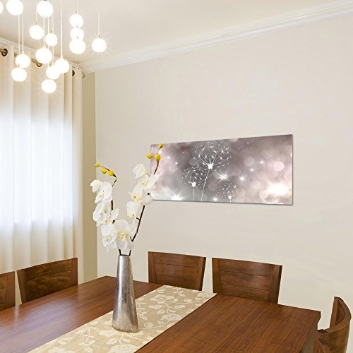 Bilder Blumen Pusteblume Wandbild Vlies - Leinwand Bild XXL Format Wandbilder Wohnzimmer Wohnung Deko Kunstdrucke Rosa Grau 1 Teilig - MADE IN GERMANY - Fertig zum Aufhängen 206712c