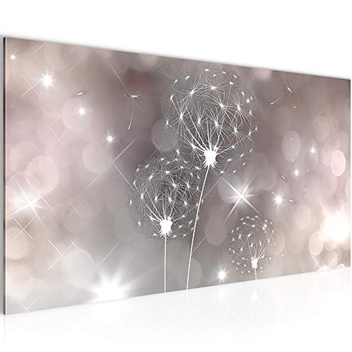 Bilder Blumen Pusteblume Wandbild Vlies - Leinwand Bild XXL Format Wandbilder Wohnzimmer Wohnung Deko Kunstdrucke Rosa Grau 1 Teilig - MADE IN GERMANY - Fertig zum Aufhängen 206712c