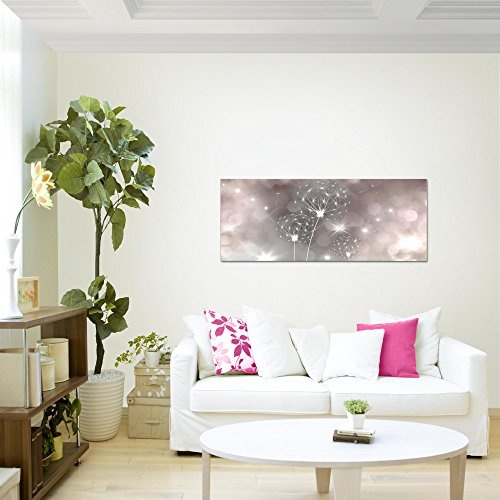 Bilder Blumen Pusteblume Wandbild Vlies - Leinwand Bild XXL Format Wandbilder Wohnzimmer Wohnung Deko Kunstdrucke Rosa Grau 1 Teilig - MADE IN GERMANY - Fertig zum Aufhängen 206712c