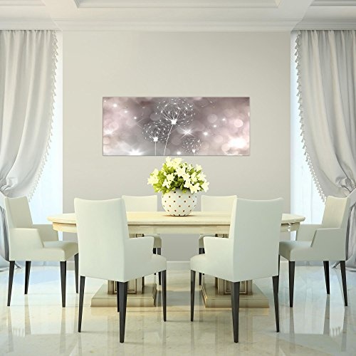 Bilder Blumen Pusteblume Wandbild Vlies - Leinwand Bild XXL Format Wandbilder Wohnzimmer Wohnung Deko Kunstdrucke Rosa Grau 1 Teilig - MADE IN GERMANY - Fertig zum Aufhängen 206712c