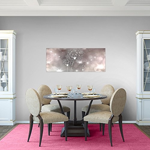 Bilder Blumen Pusteblume Wandbild Vlies - Leinwand Bild XXL Format Wandbilder Wohnzimmer Wohnung Deko Kunstdrucke Rosa Grau 1 Teilig - MADE IN GERMANY - Fertig zum Aufhängen 206712c